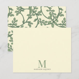 Elegant Floral Vines Monogrammed Card