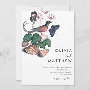 Elegant floral vintage bird botanical wedding invitation