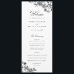 Elegant Floral Vintage Black White Wedding Program Programme<br><div class="desc">Elegant Floral Black & White Modern Calligraphy Script Wedding Program. Traditional Wedding Order of Service</div>