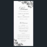 Elegant Floral Vintage Black White Wedding Program Programme<br><div class="desc">Elegant Floral Black & White Modern Calligraphy Script Wedding Program. Traditional Wedding Order of Service</div>