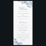 Elegant Floral Vintage Blue Wedding Program Programme<br><div class="desc">Elegant Floral Royal Blue Modern Calligraphy Script Wedding Program. Traditional Wedding Order of Service</div>