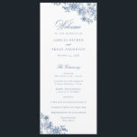 Elegant Floral Vintage Blue Wedding Program Programme<br><div class="desc">Elegant Floral Royal Blue Modern Calligraphy Script Wedding Program. Traditional Wedding Order of Service</div>