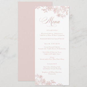 Elegant Floral Vintage Blush Pink Botanical Menu