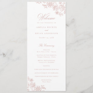 Elegant Floral Vintage Blush Pink Wedding Program Programme
