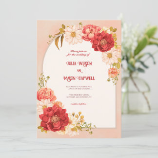 Elegant Floral Vintage Boho Wedding Invitation