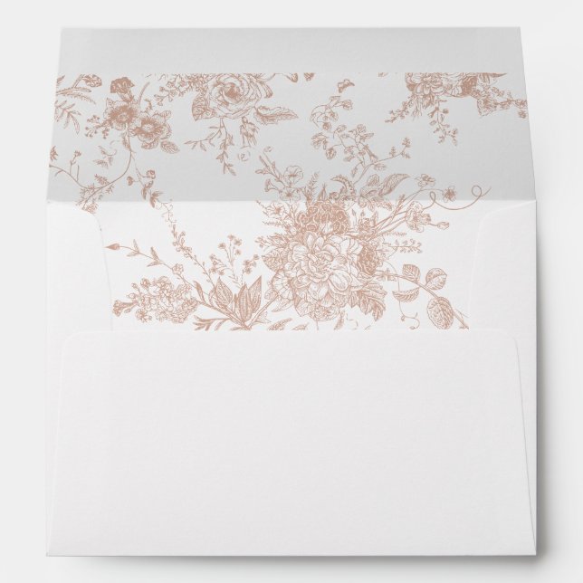 Elegant Floral Vintage Botanical Blush Wedding Envelope (Back (Bottom))