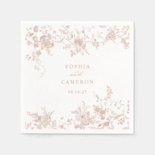 Elegant Floral Vintage Botanical Blush Wedding Napkin
