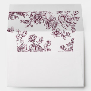 Elegant Floral Vintage Botanical Burgundy Wedding Envelope