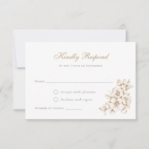 Elegant Floral Vintage Botanical Wedding Gold RSVP Invitation