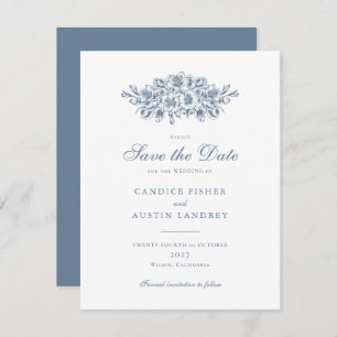 Elegant Floral Vintage Botanical Wedding Save Date Invitation