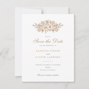 Elegant Floral Vintage Botanical Wedding Save Date Invitation