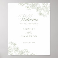 Elegant Floral Vintage Botanical Wedding Welcome