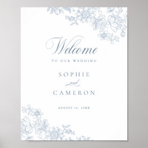 Elegant Floral Vintage Botanical Wedding Welcome Poster