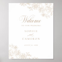 Elegant Floral Vintage Botanical Wedding Welcome
