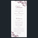 Elegant Floral Vintage Burgundy Wedding Program Programme<br><div class="desc">Elegant Floral Burgundy Merlot Modern Calligraphy Script Wedding Program. Traditional Wedding Order of Service</div>