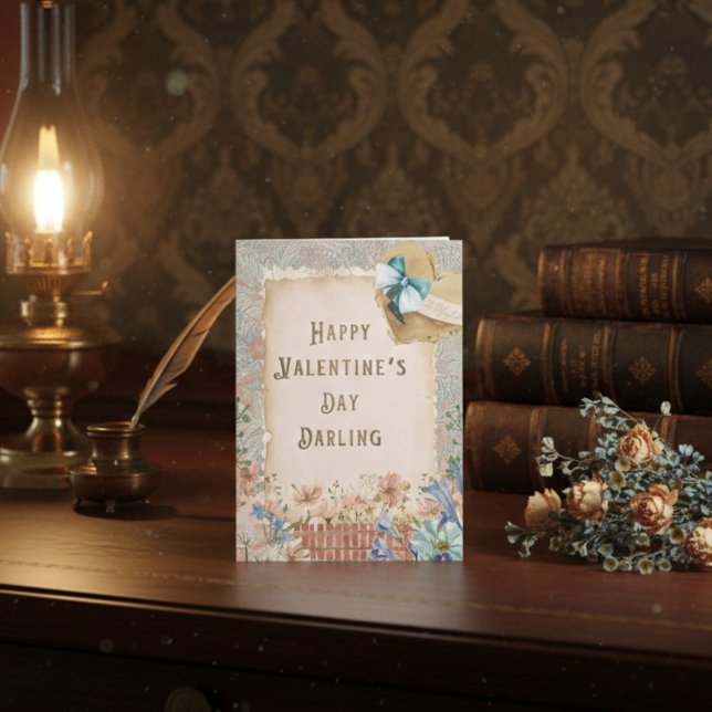 Elegant Floral Vintage Love Valentines Day Card (Creator Uploaded)