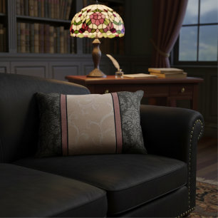 Elegant Floral Vintage Pink and Grey Damask Decorative Cushion