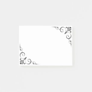 Elegant Floral Vintage Scroll Border Custom Colour Post-it Notes