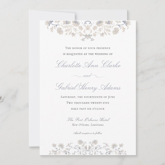 Elegant Floral Vintage Victorian Wedding Invitation (Front)
