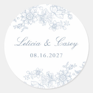 Elegant Floral Vintage Wedding Classic Round Sticker