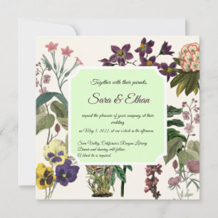 Elegant, Floral, Vintage, wedding invitation