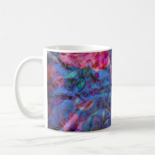 Elegant Floral Violet Rose Pattern Coffee Mug