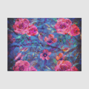 Elegant Floral Violet Rose Pattern  Tissue Paper