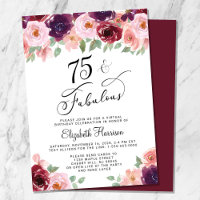 Elegant Floral Virtual 75th Birthday Party