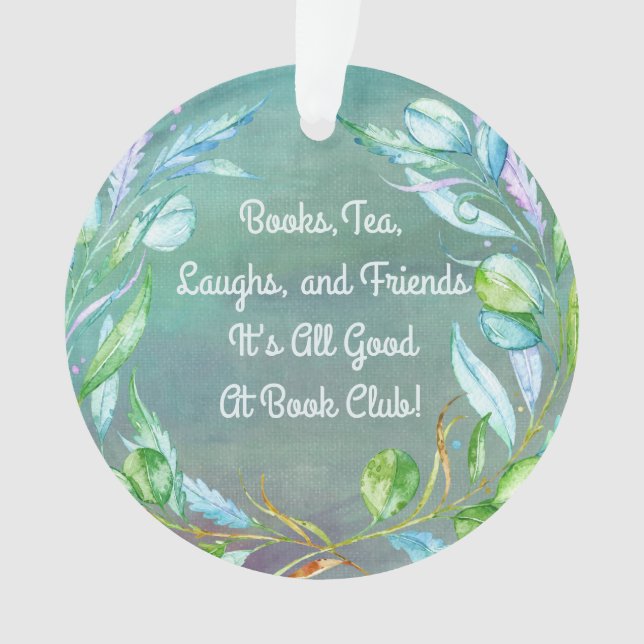 Elegant Floral Water Colour Book Club / Book Group Ornament (Front)