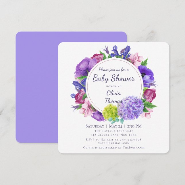 Elegant Floral | Watercolor Baby Shower Invitation (Front/Back)