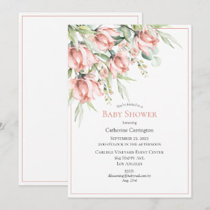 Elegant Floral Watercolor Baby Shower Invitation