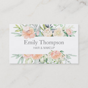 Elegant Floral Watercolor Beauty Makeup Stylist Business Card