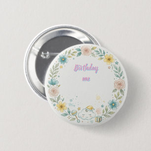Elegant Floral Watercolor Birthday Favour Stickers 6 Cm Round Badge