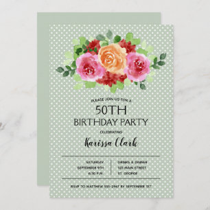 Elegant Floral Watercolor Birthday Invitations