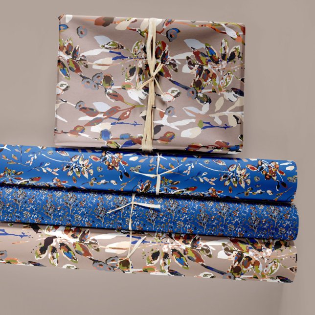 Elegant Floral Watercolor Decoupage Gift Wrapping Paper Sheet (Elegant Modern Leaves Berries Watercolor Floral Wrapping Paper Sheets from Studio Posies.)