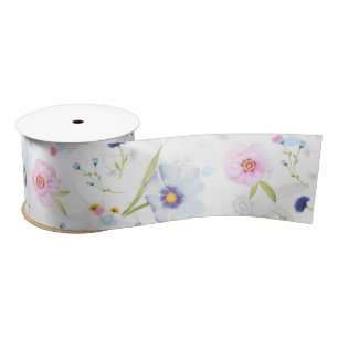 Elegant floral watercolor design  satin ribbon