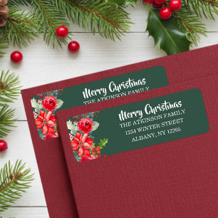 Elegant Floral Watercolor Family Christmas