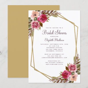 Elegant Floral Watercolor Foilage Bridal Shower Invitation