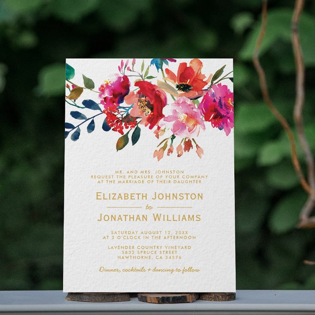 Elegant Floral Watercolor Garden Formal Wedding Invitation (Creator Uploaded)