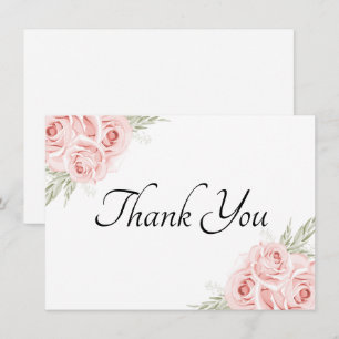 Elegant Floral Watercolor Garden Pink Rose   Thank You Card