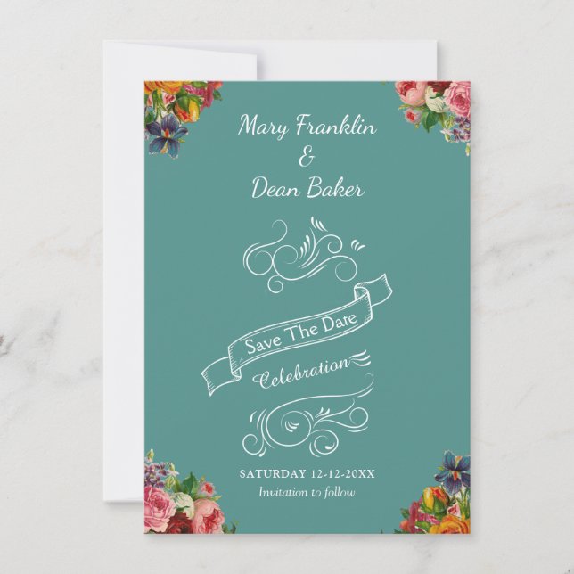 Elegant Floral Watercolor Garden Wedding  Save The Date (Front)