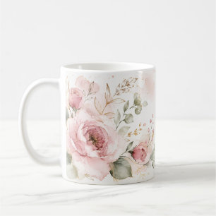 Elegant Floral Watercolor Gold Coffee Mug