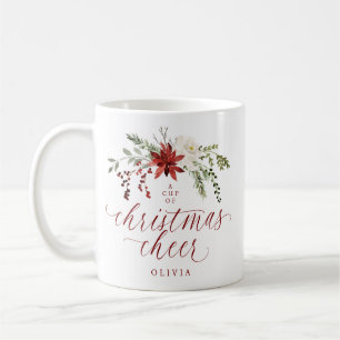 Elegant Floral Watercolor Greenery Christmas Coffee Mug