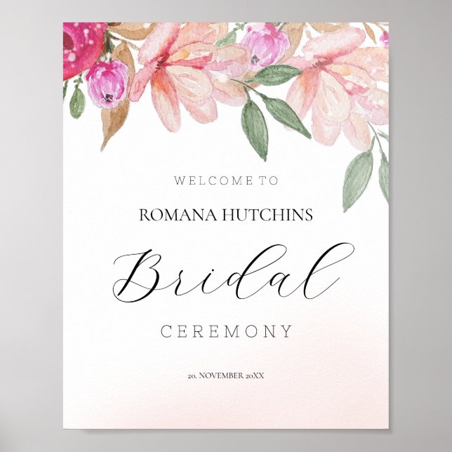 Elegant Floral Watercolor Hand-painted Poster (Front)