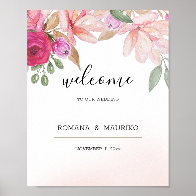 Elegant Floral Watercolor Hand-painted Poster (Front)