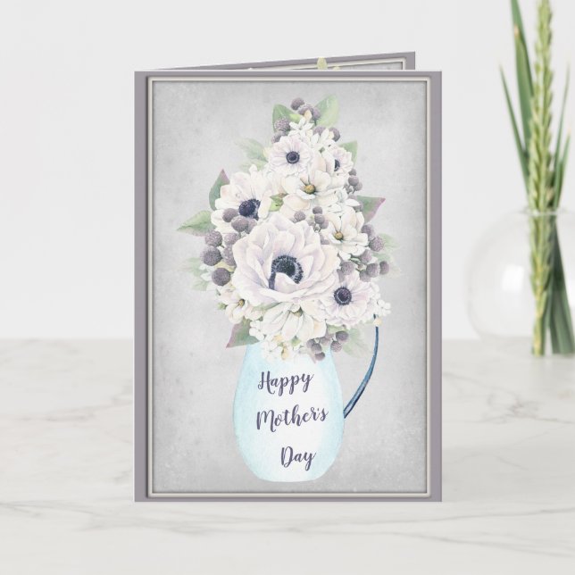Elegant Floral Watercolor in Lavender Mother's Day Card (Front)