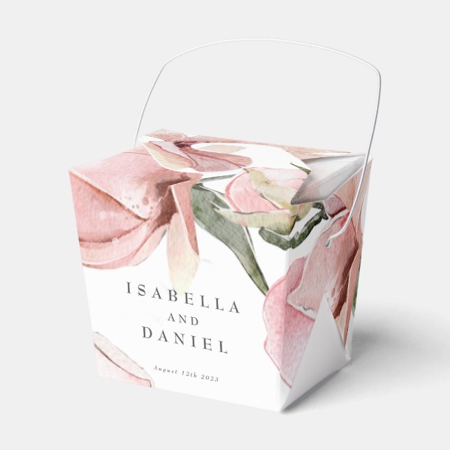 Elegant Floral Watercolor Magnolia Wedding Favour Box (Front Side)