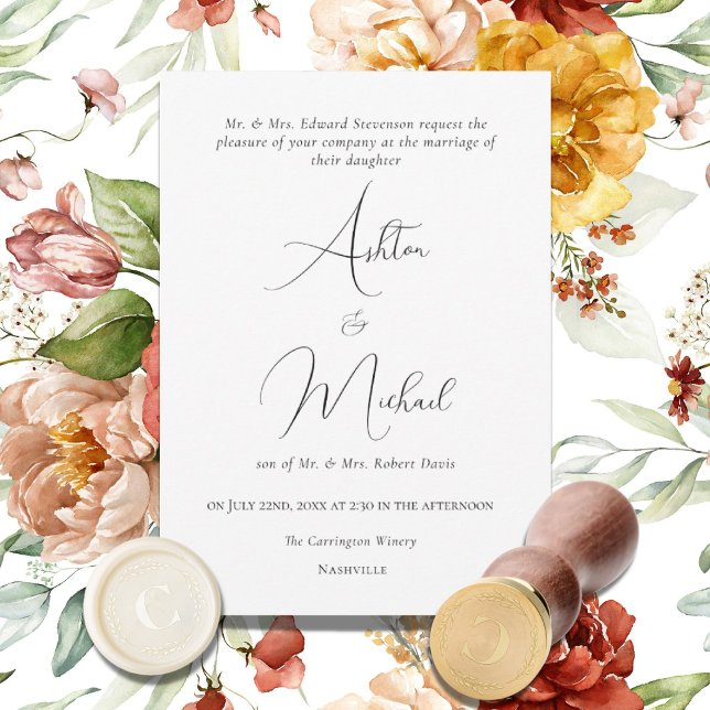 Elegant Floral Watercolor Modern Wedding Invitation (Creator Uploaded)