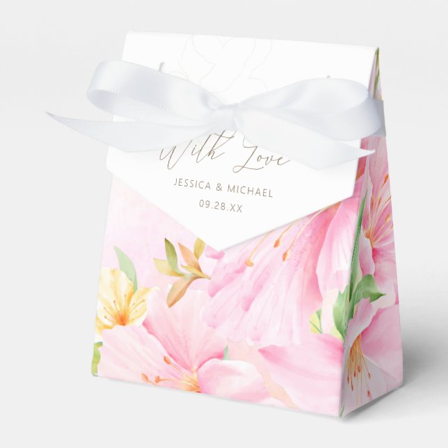 Elegant Floral Watercolor Ombre Botanical Pink Favour Box (Front Side)