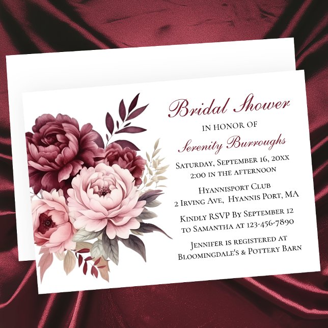 Elegant Floral Watercolor Peonies Bridal Shower  Invitation (Creator Uploaded)